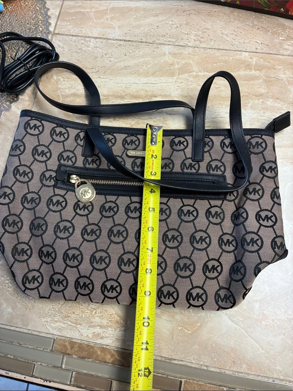 NEW Vintage Michael Kors black and beige Monogram Tote